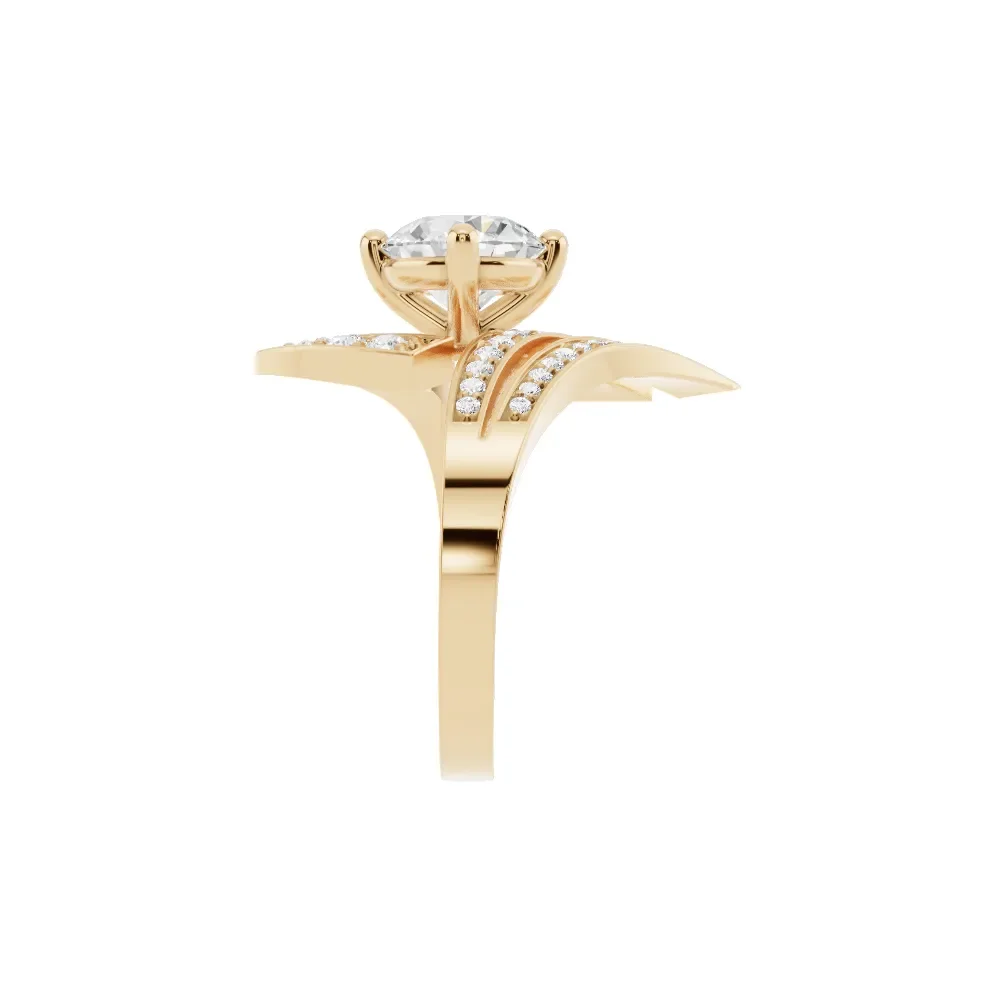 14K Yellow Gold Round Diamond Ring in yellow finish thumbnail 2