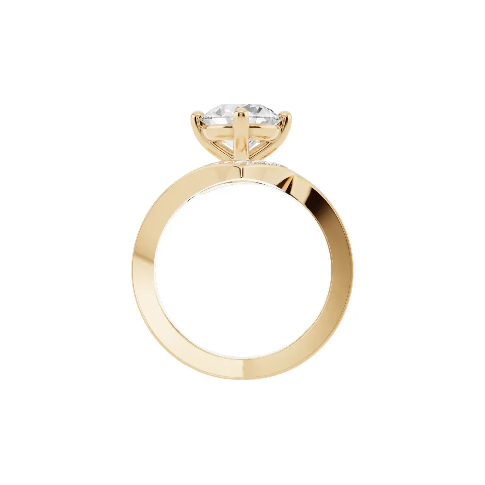 14K Yellow Gold Round Diamond Ring in yellow finish thumbnail 3