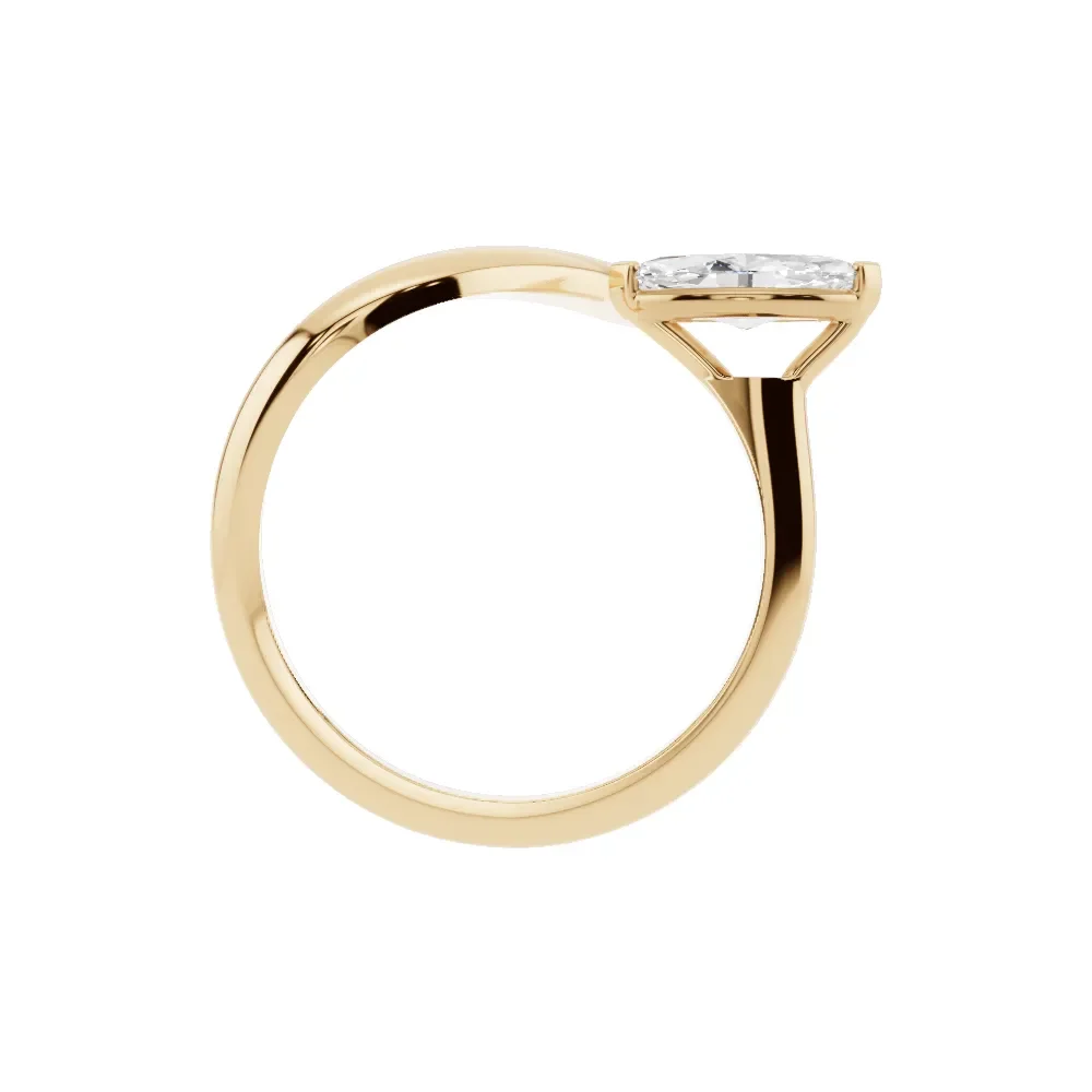 14K Yellow Gold Marquise Diamond Anniversary Ring in yellow finish thumbnail 3