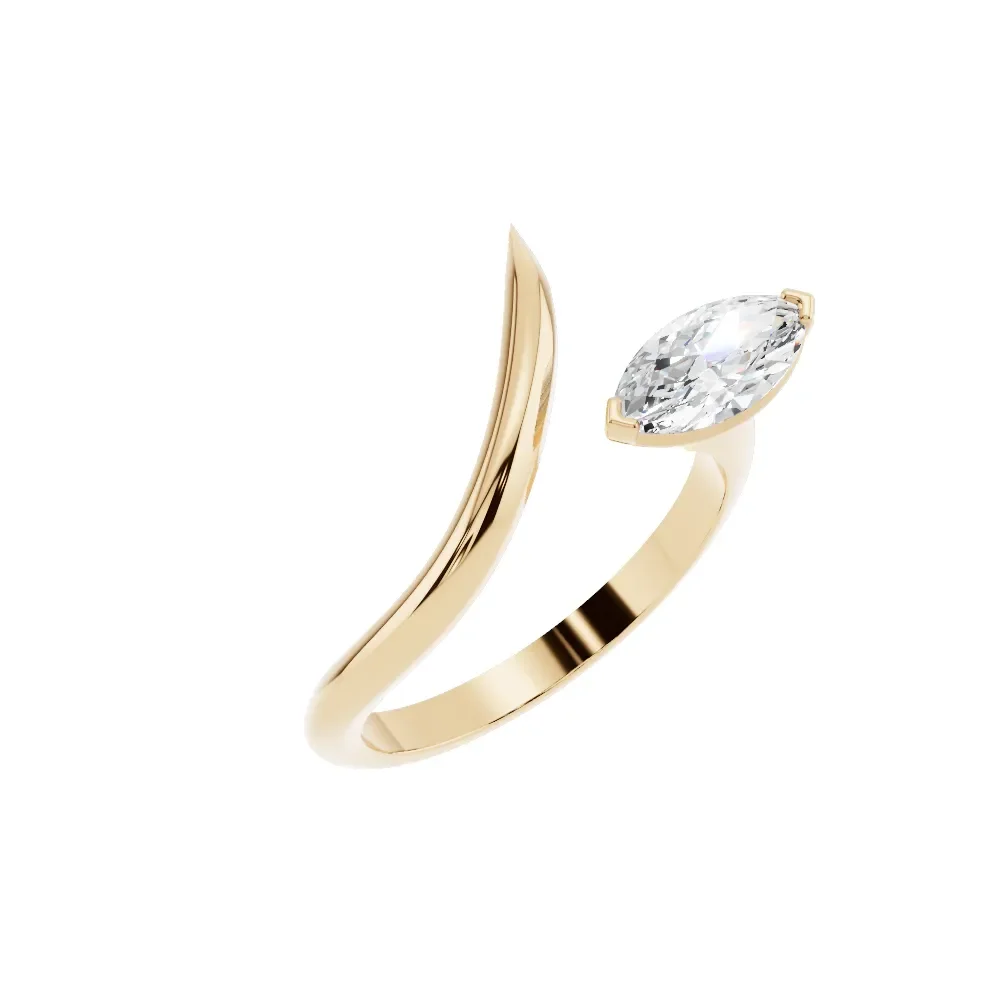 14K Yellow Gold Marquise Diamond Anniversary Ring in yellow finish