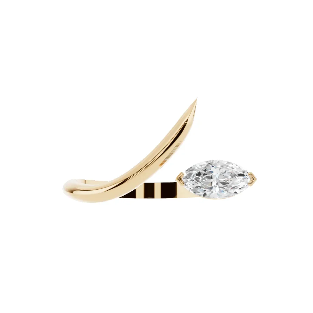 14K Yellow Gold Marquise Diamond Anniversary Ring in yellow finish thumbnail 4
