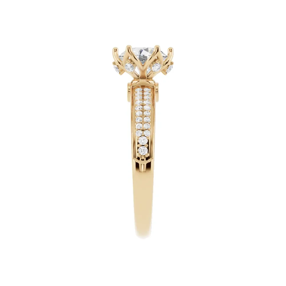 14K Yellow Gold Round Diamond Ring in yellow finish thumbnail 2