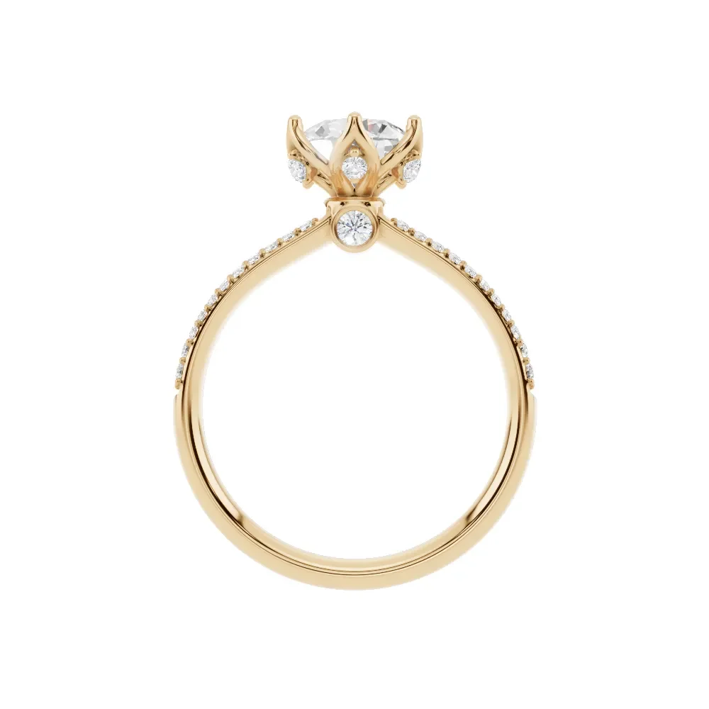 14K Yellow Gold Round Diamond Ring in yellow finish thumbnail 3
