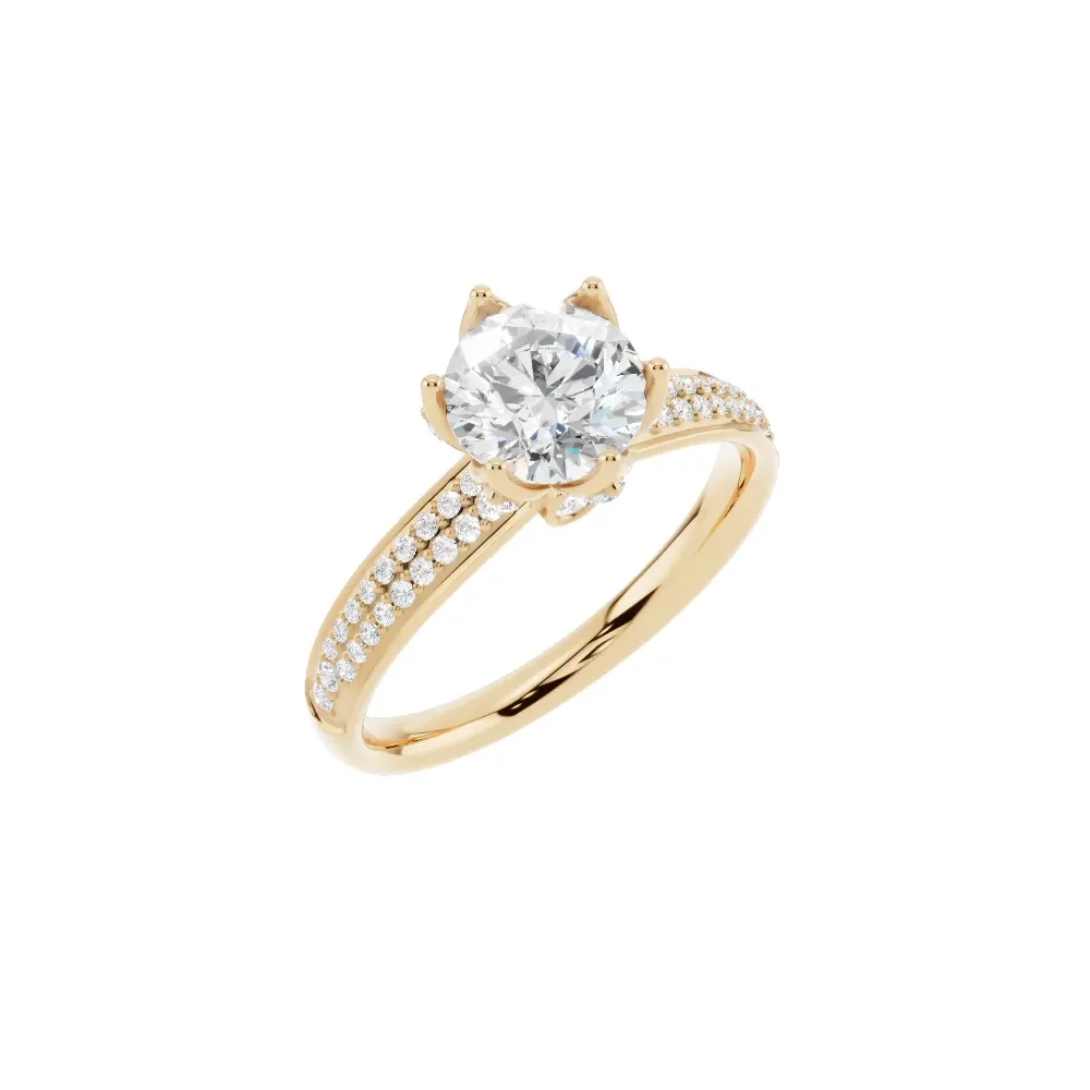 14K Yellow Gold Round Diamond Ring in yellow finish