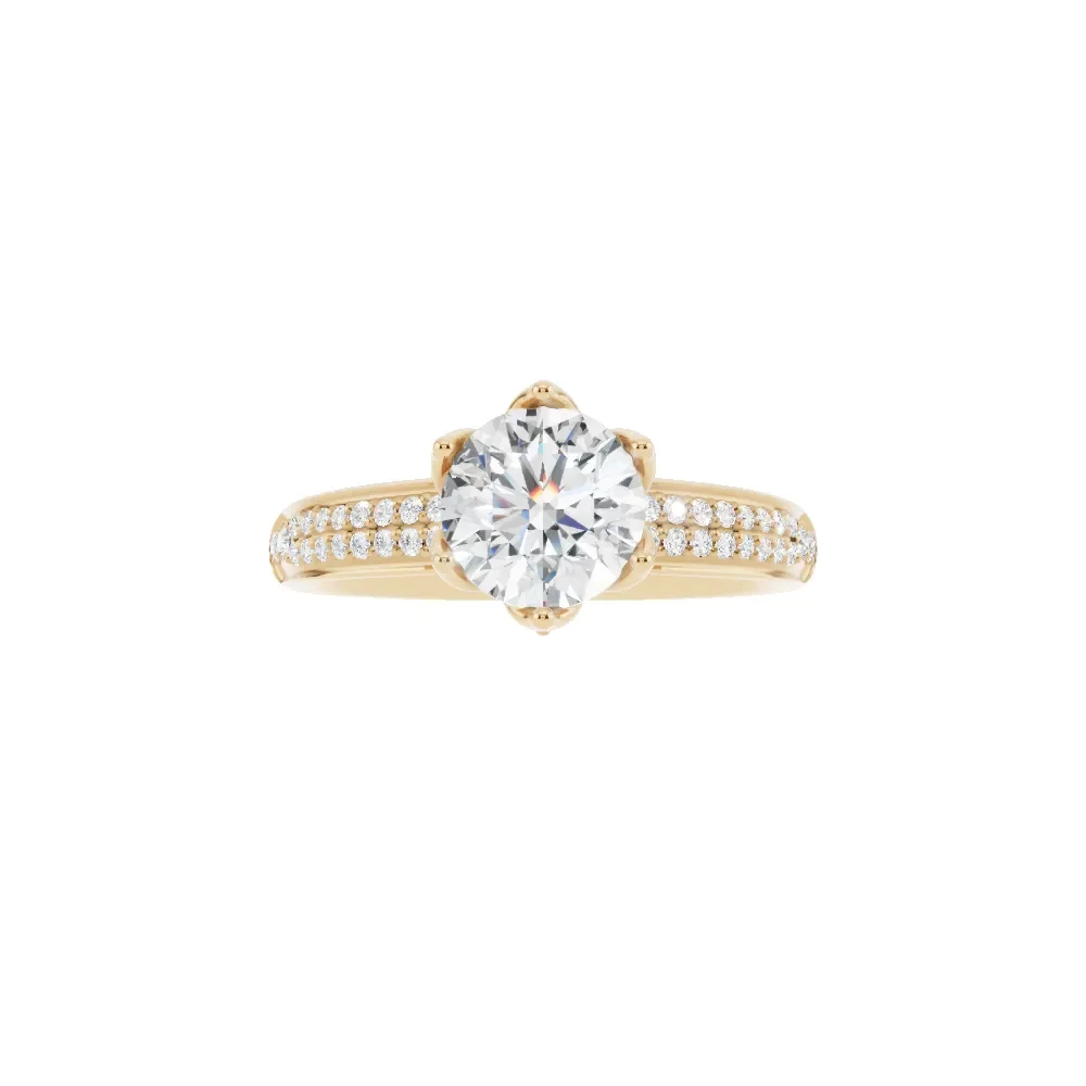 14K Yellow Gold Round Diamond Ring in yellow finish thumbnail 4
