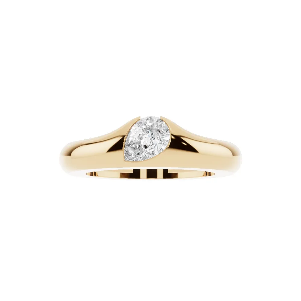 14K Yellow Gold Pear Diamond Bridal Ring in yellow finish thumbnail 4