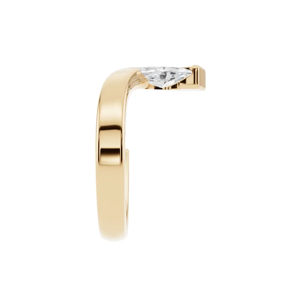 Marquise Diamond Art Deco Anniversary Ring in 14K Yellow Gold in yellow finish thumbnail 2