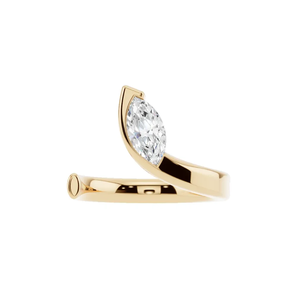 Marquise Diamond Art Deco Anniversary Ring in 14K Yellow Gold in yellow finish thumbnail 4