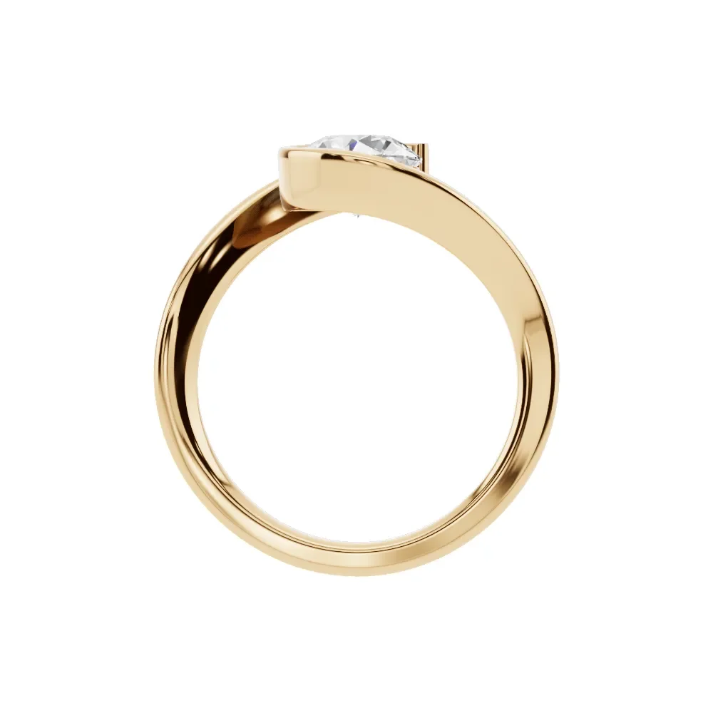 14K Yellow Gold Round Diamond Minimal Ring in yellow finish thumbnail 2