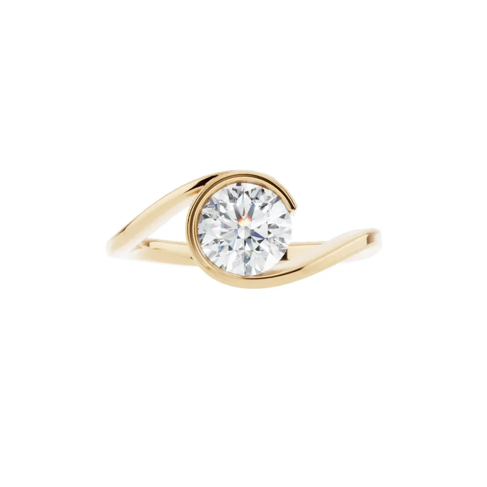 14K Yellow Gold Round Diamond Minimal Ring in yellow finish thumbnail 4