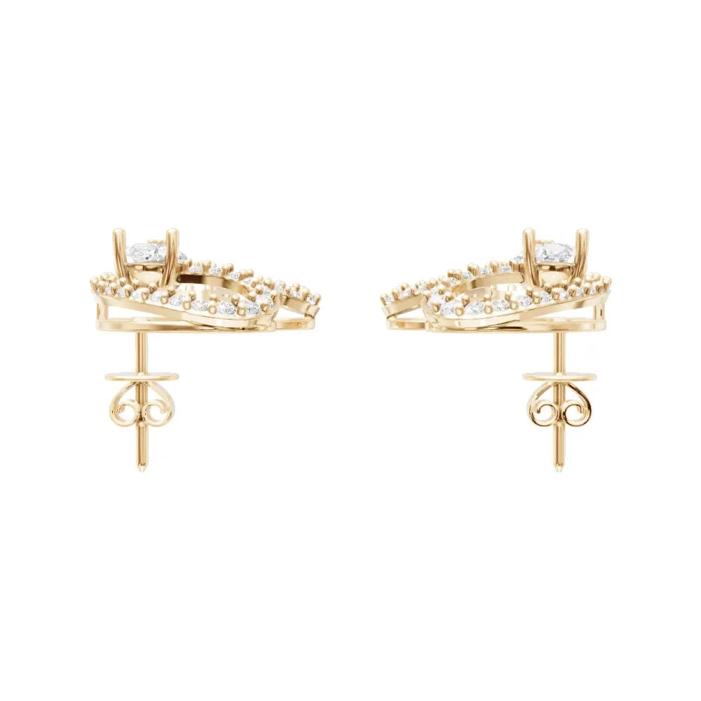 Pear Cut Lab-Grown Diamond Floral Earrings | RJH in yellow finish