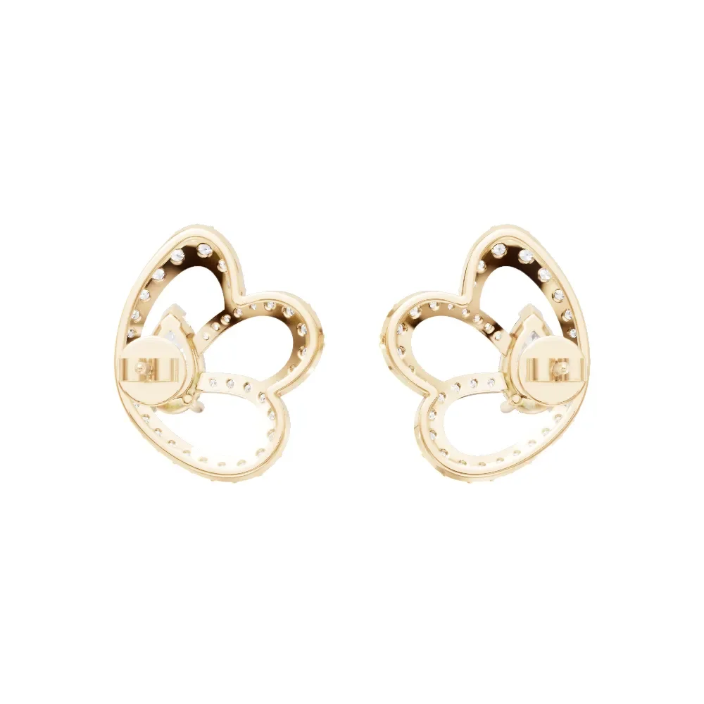 Pear Cut Lab-Grown Diamond Floral Earrings | RJH in yellow finish thumbnail 4