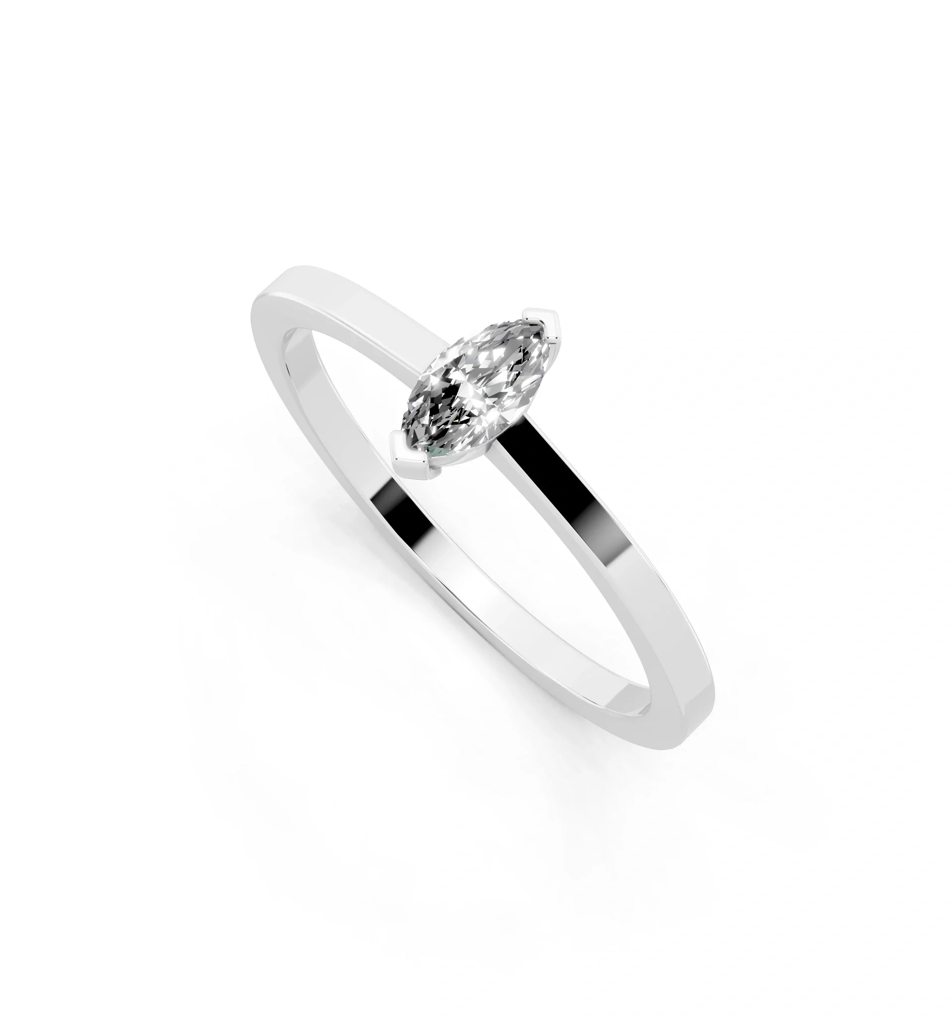 RJH Celeste Marquise Solitaire Ring featuring a 0.18ct marquise-cut center diamond on a White Gold tone minimalist band.