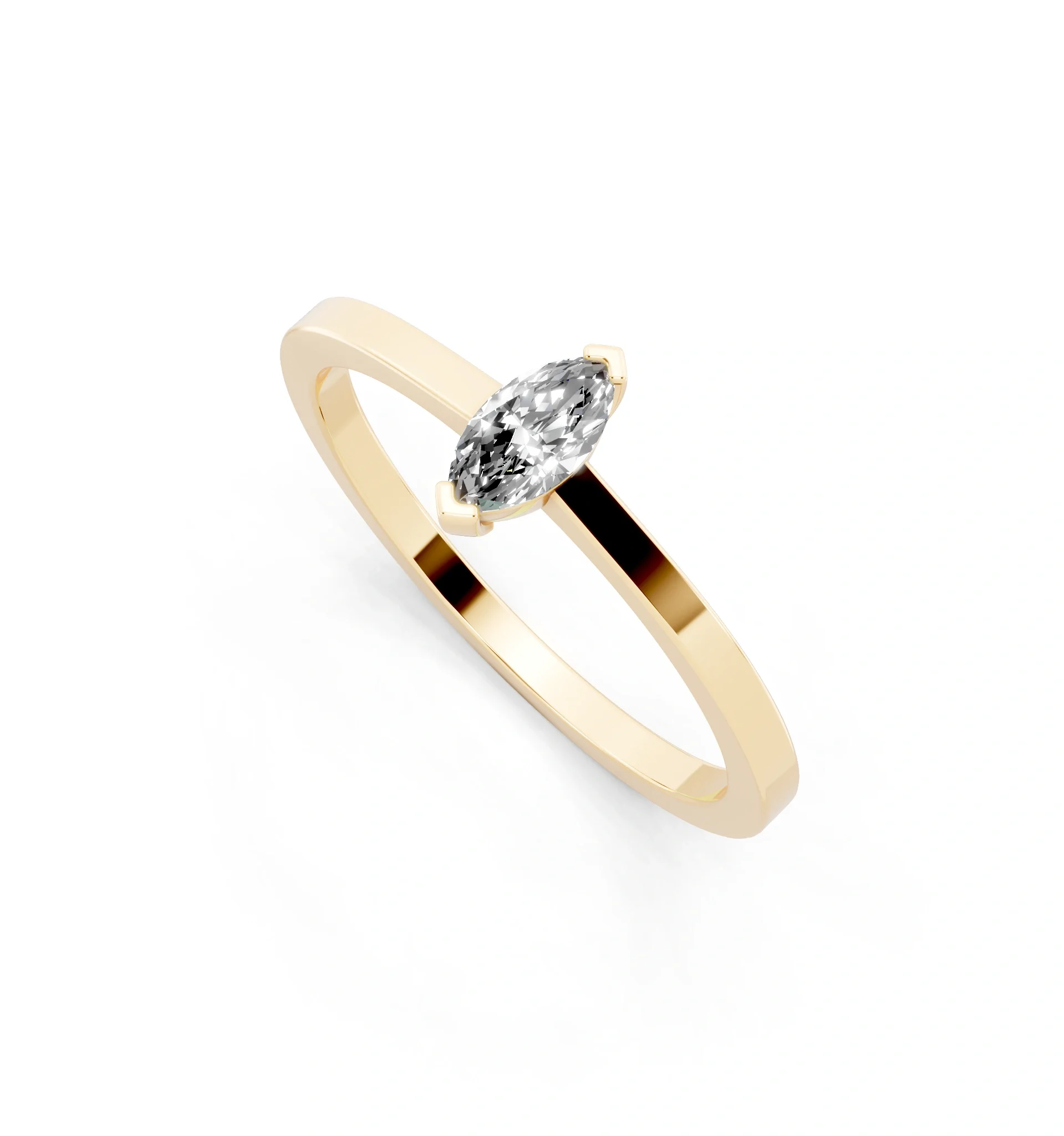 RJH Celeste Marquise Solitaire Ring featuring a 0.18ct marquise-cut center diamond on a White Gold tone minimalist band. in yellow finish thumbnail 3