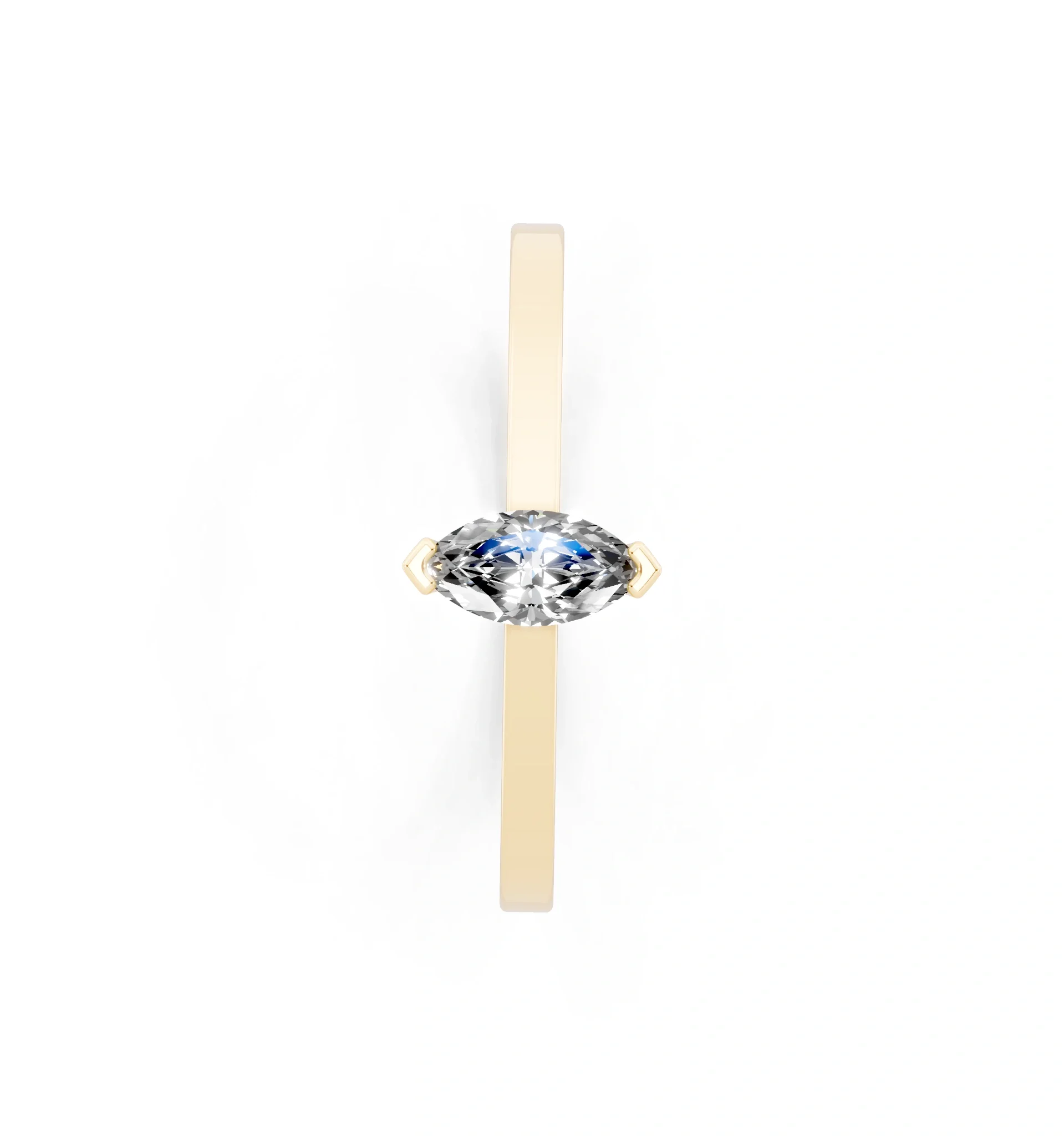 RJH Celeste Marquise Solitaire Ring featuring a 0.18ct marquise-cut center diamond on a White Gold tone minimalist band. in yellow finish thumbnail 4