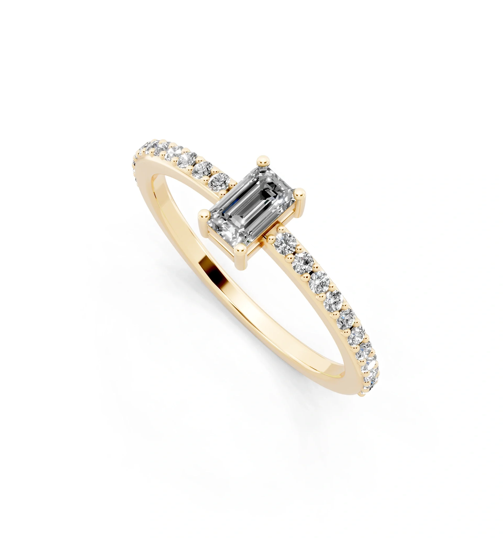 Aurelia Emerald Diamond Pave Ring| Lab-Grown Diamond Ring in yellow finish