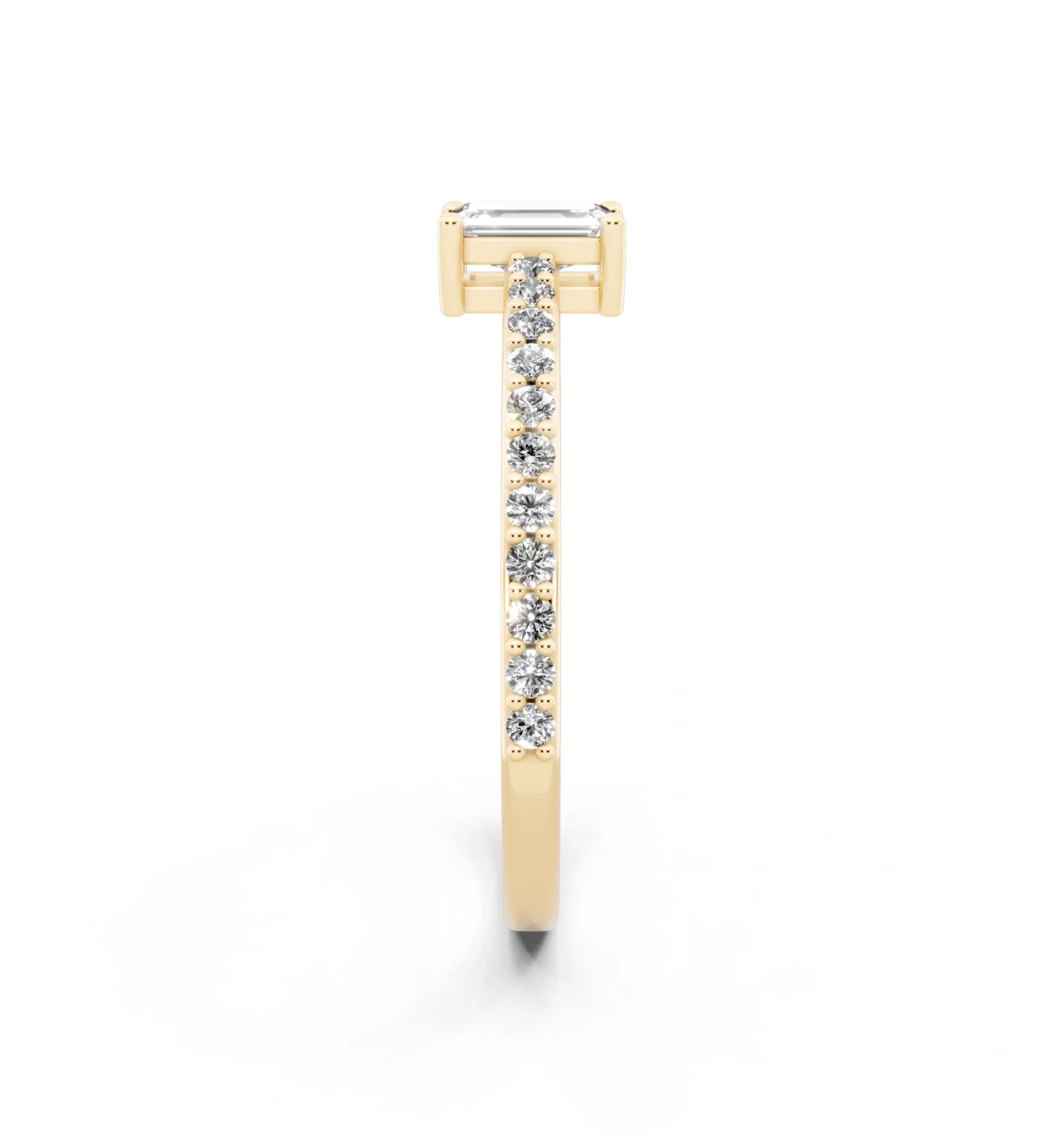 Aurelia Emerald Diamond Pave Ring| Lab-Grown Diamond Ring in yellow finish thumbnail 3