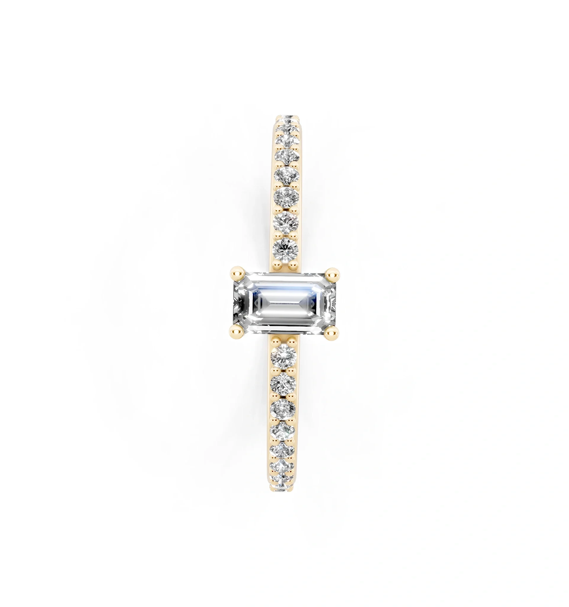 Aurelia Emerald Diamond Pave Ring| Lab-Grown Diamond Ring in yellow finish thumbnail 4