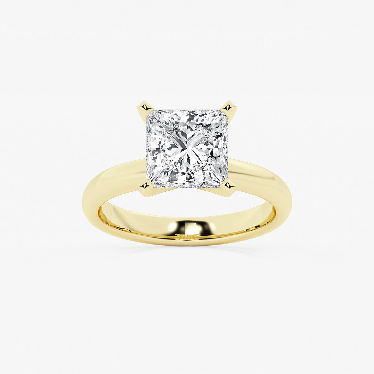 Vera 8 ctw Princess Lab Grown Diamond Petite Solitaire Engagement Ring in yellow finish