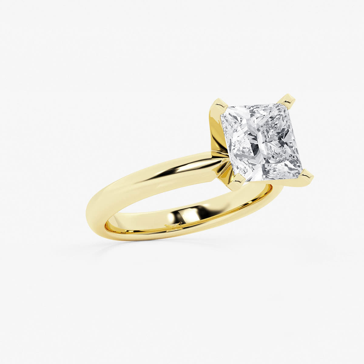 Vera 8 ctw Princess Lab Grown Diamond Petite Solitaire Engagement Ring in yellow finish thumbnail 2