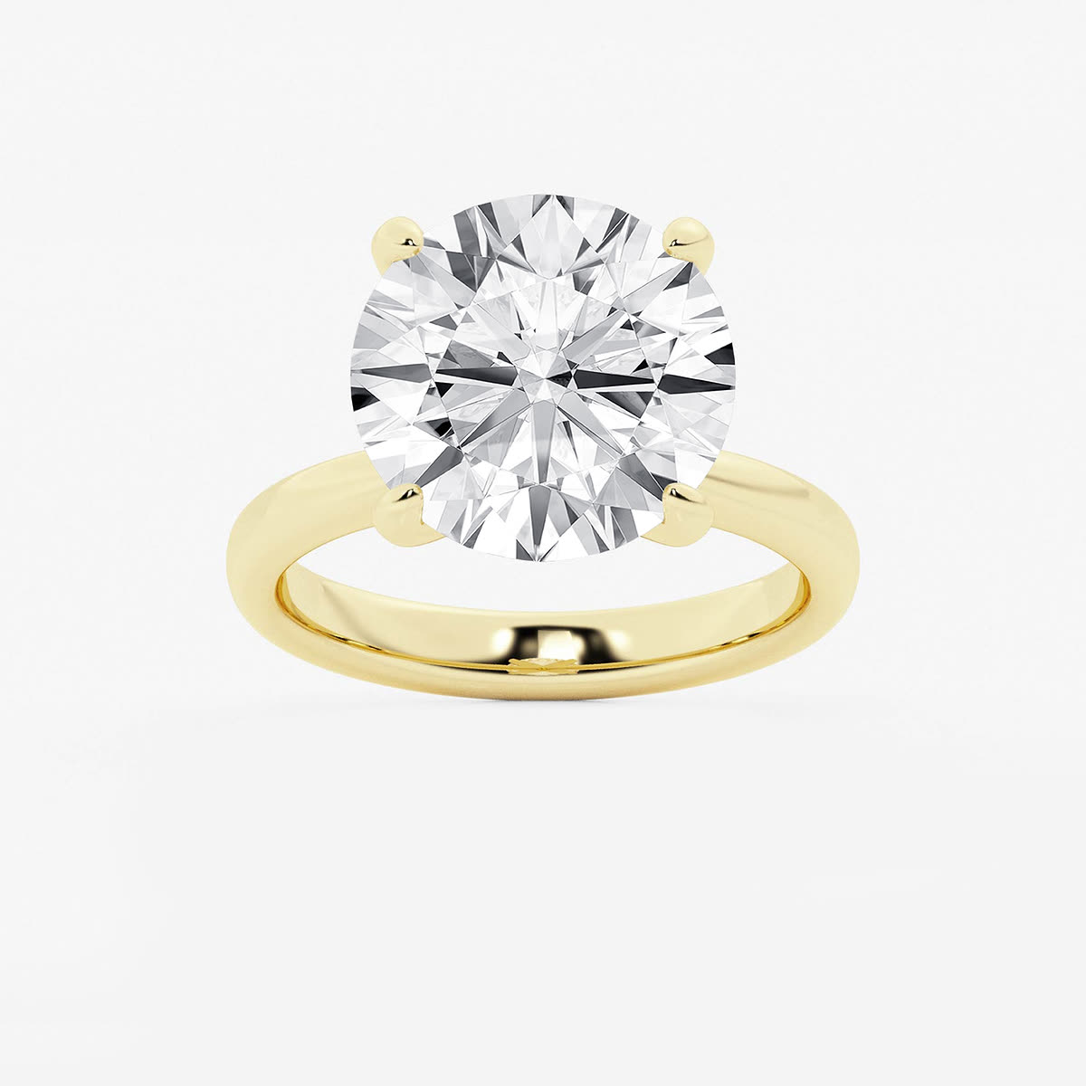 Vera 8 ctw Round Lab Grown Diamond Petite Solitaire Engagement Ring in yellow finish