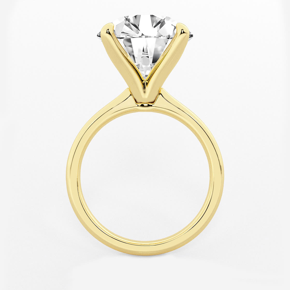 Vera 8 ctw Round Lab Grown Diamond Petite Solitaire Engagement Ring in yellow finish thumbnail 2