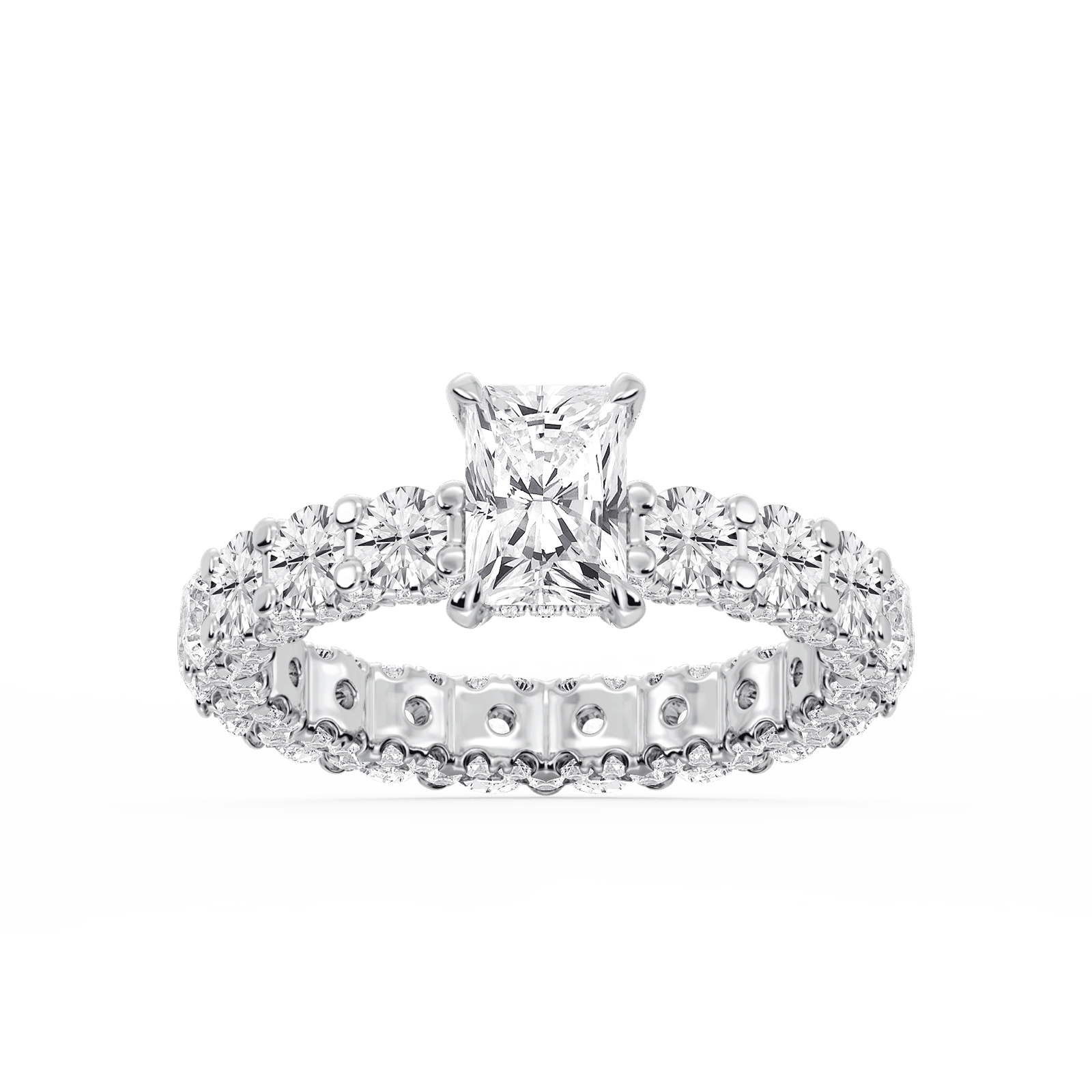 Giselle 2 ctw Radiant Lab Grown Diamond Pavé Eternity Hidden Halo Engagement Ring