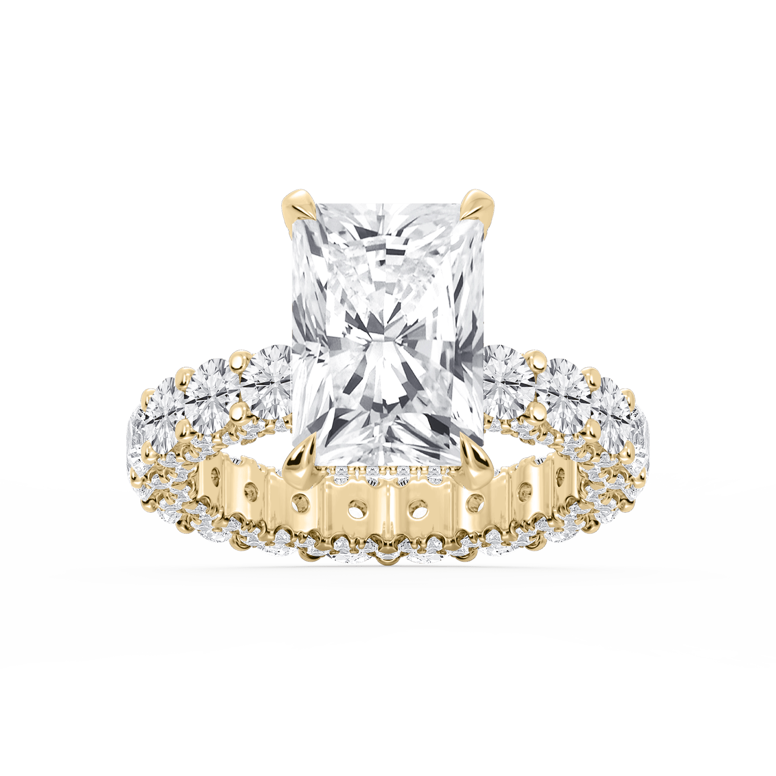 Giselle 2 ctw Radiant Lab Grown Diamond Pavé Eternity Hidden Halo Engagement Ring in yellow finish thumbnail 5
