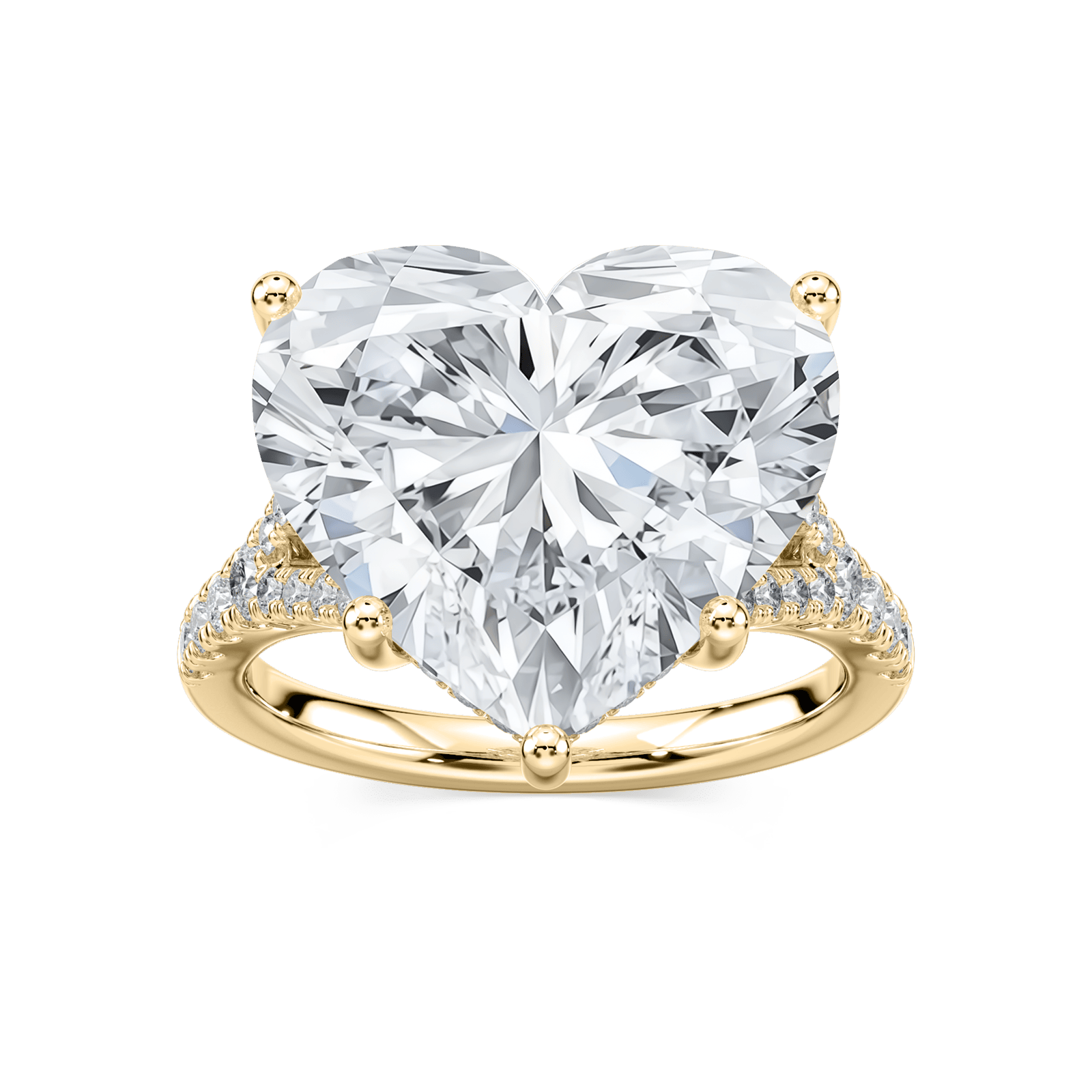 Heather 14 ctw Heart Lab Grown Diamond Split Shank Hidden Halo Engagement Ring in yellow finish