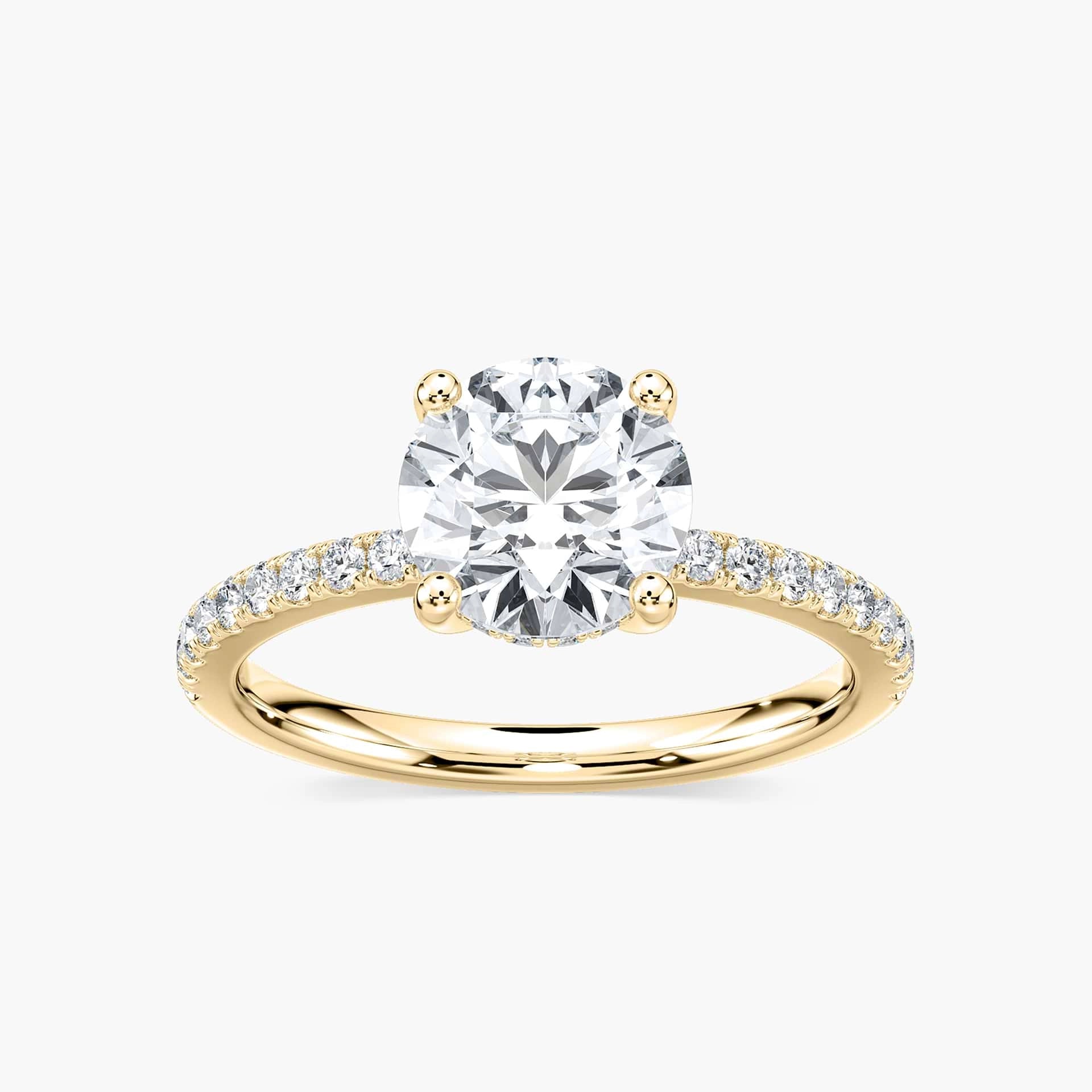 Margot 1 ¼ ctw Oval Lab Grown Diamond Hidden Halo Engagement Ring in yellow finish