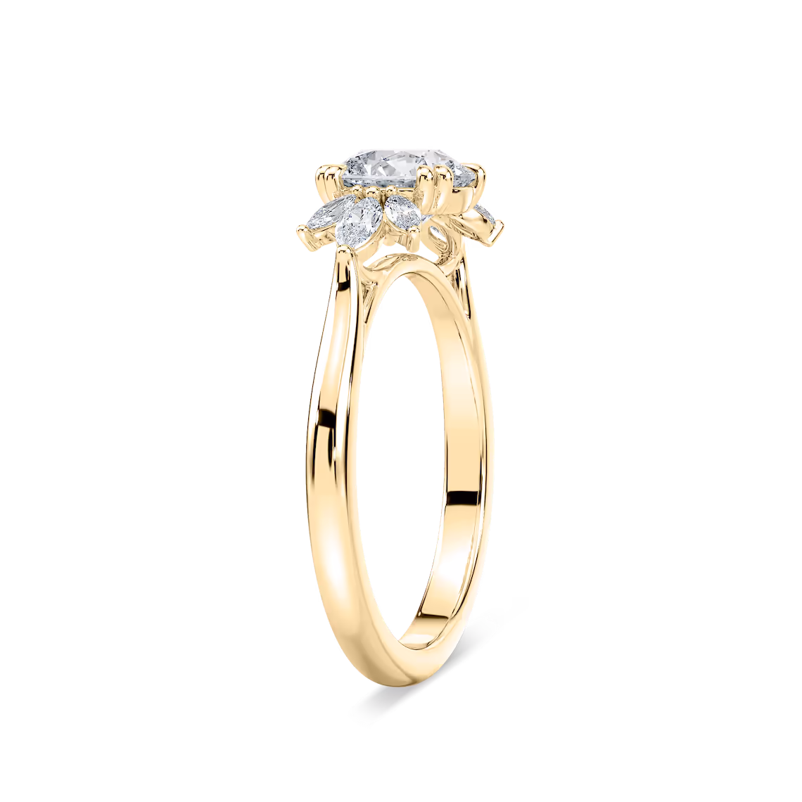 Nirvana 1 ctw Round Lab Grown Diamond Solitaire Engagement Ring in yellow finish thumbnail 4