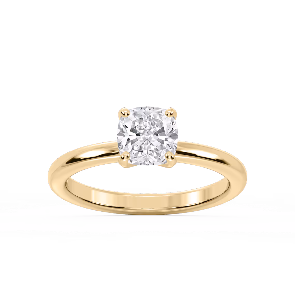 Lauren 1 ctw Cushion Lab Grown Diamond Traditional Four Prong Solitaire Engagement Ring in yellow finish