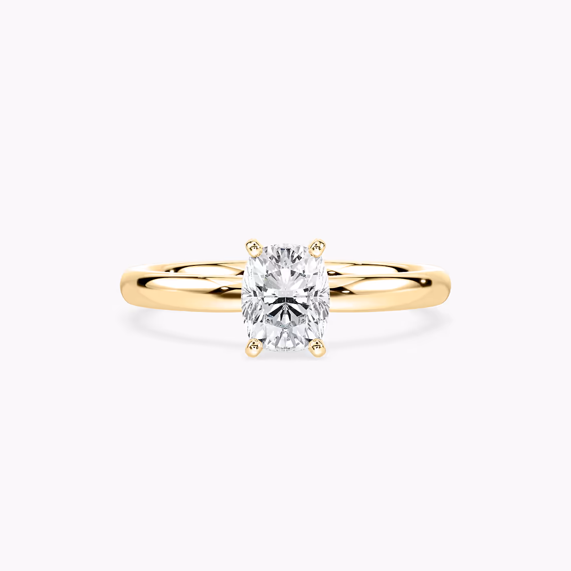 Lauren 1 ctw Cushion Lab Grown Diamond Traditional Four Prong Solitaire Engagement Ring in yellow finish thumbnail 6