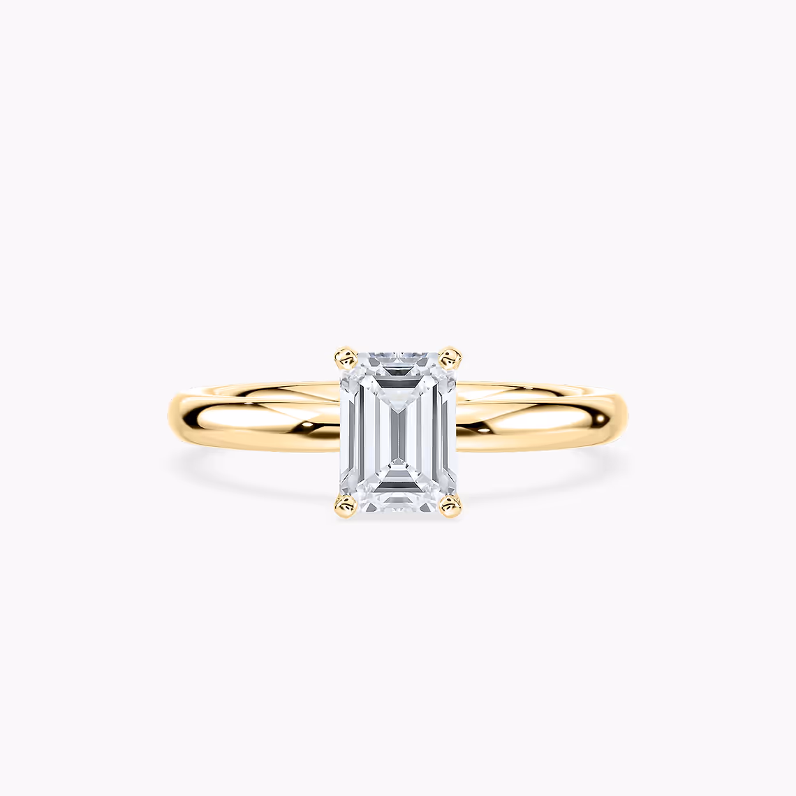 Lauren 1 ctw Emerald Lab Grown Diamond Traditional Four Prong Solitaire Engagement Ring in yellow finish thumbnail 6