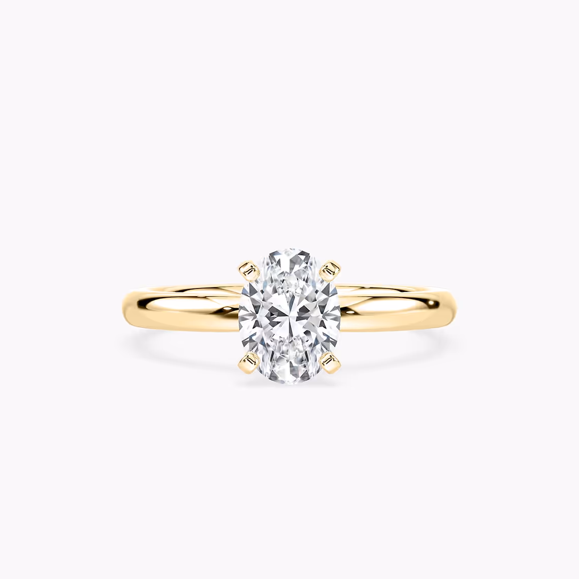 Lauren 1 ctw Oval Lab Grown Diamond Traditional Four Prong Solitaire Engagement Ring in yellow finish thumbnail 6