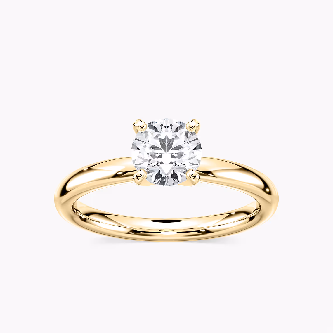 Lauren 1 ctw Round Lab Grown Diamond Traditional Four Prong Solitaire Engagement Ring in yellow finish