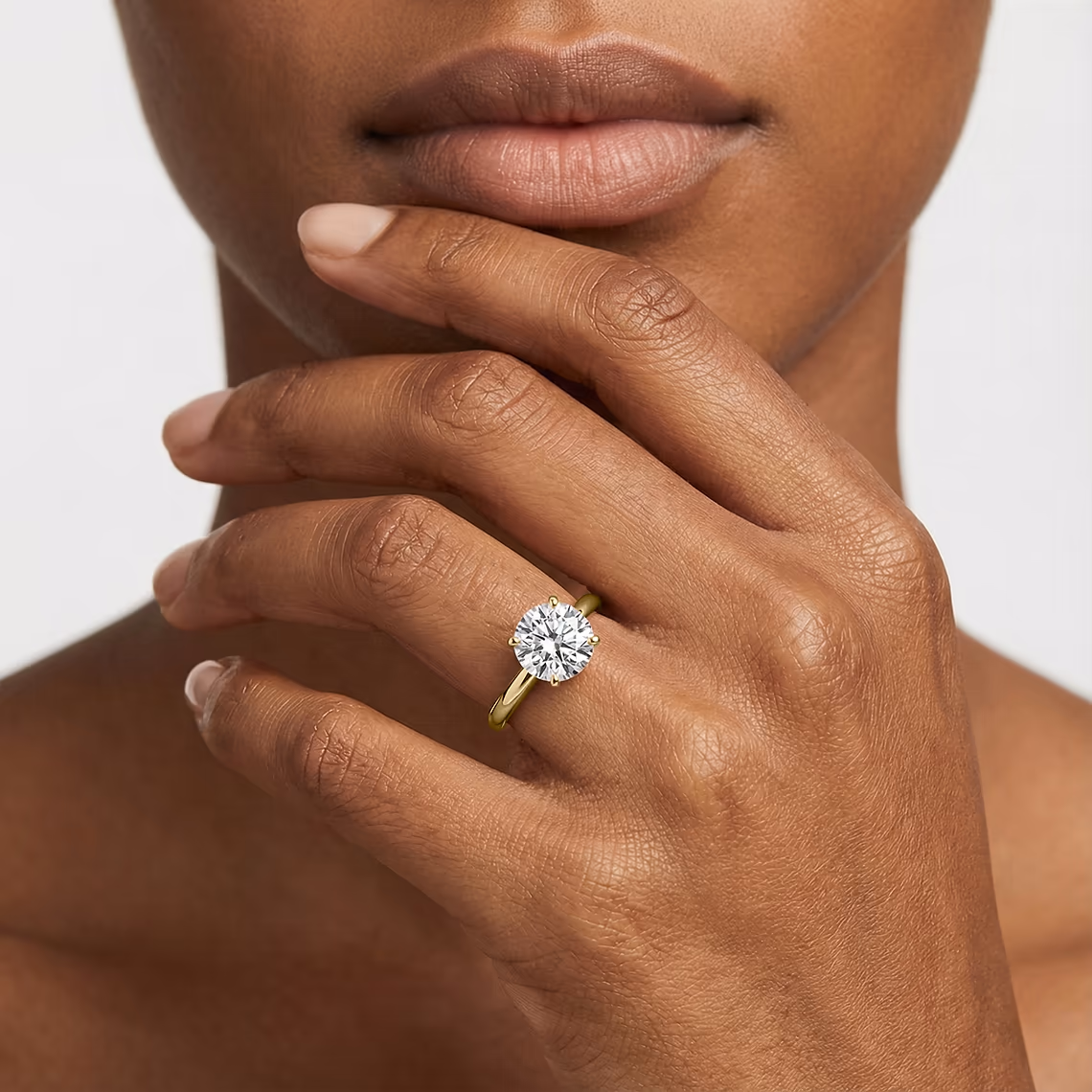 Lauren 1 ctw Round Lab Grown Diamond Traditional Four Prong Solitaire Engagement Ring in yellow finish thumbnail 3