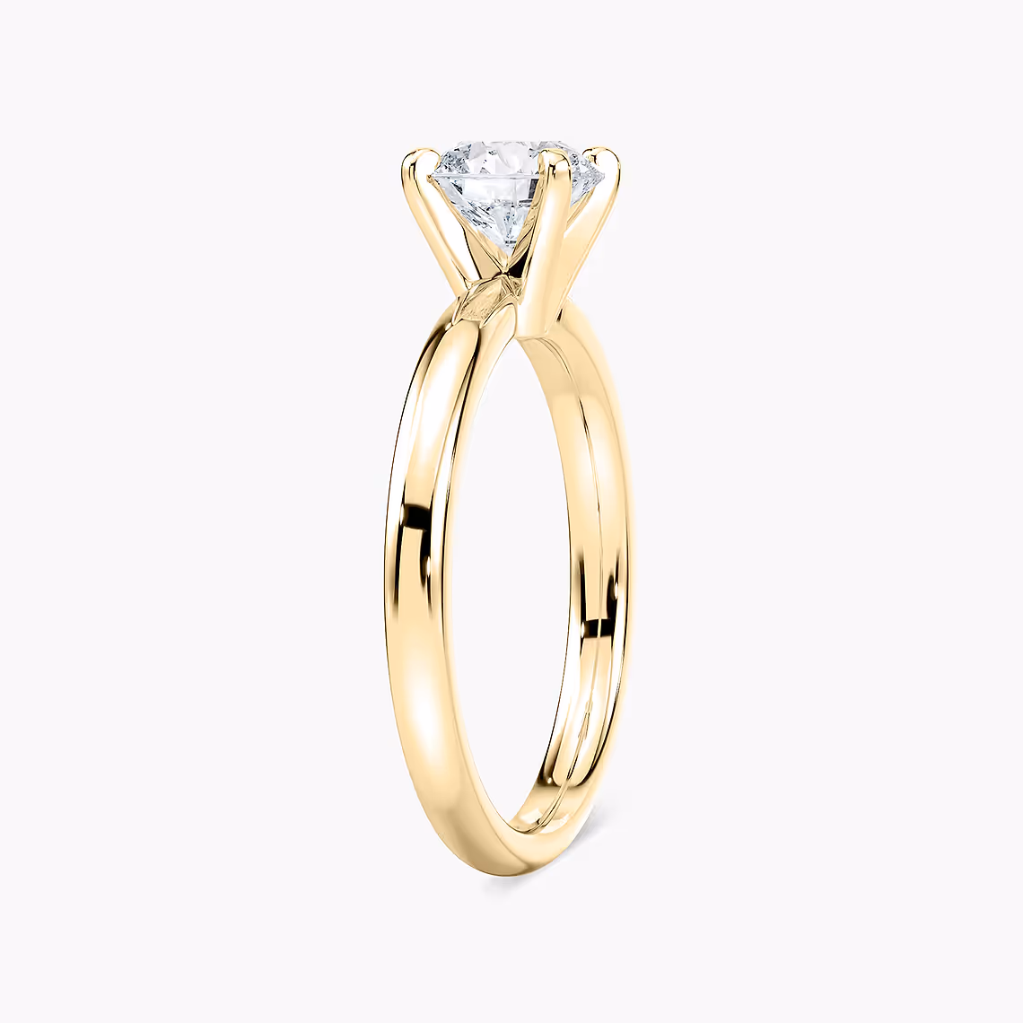 Lauren 1 ctw Round Lab Grown Diamond Traditional Four Prong Solitaire Engagement Ring in yellow finish thumbnail 4