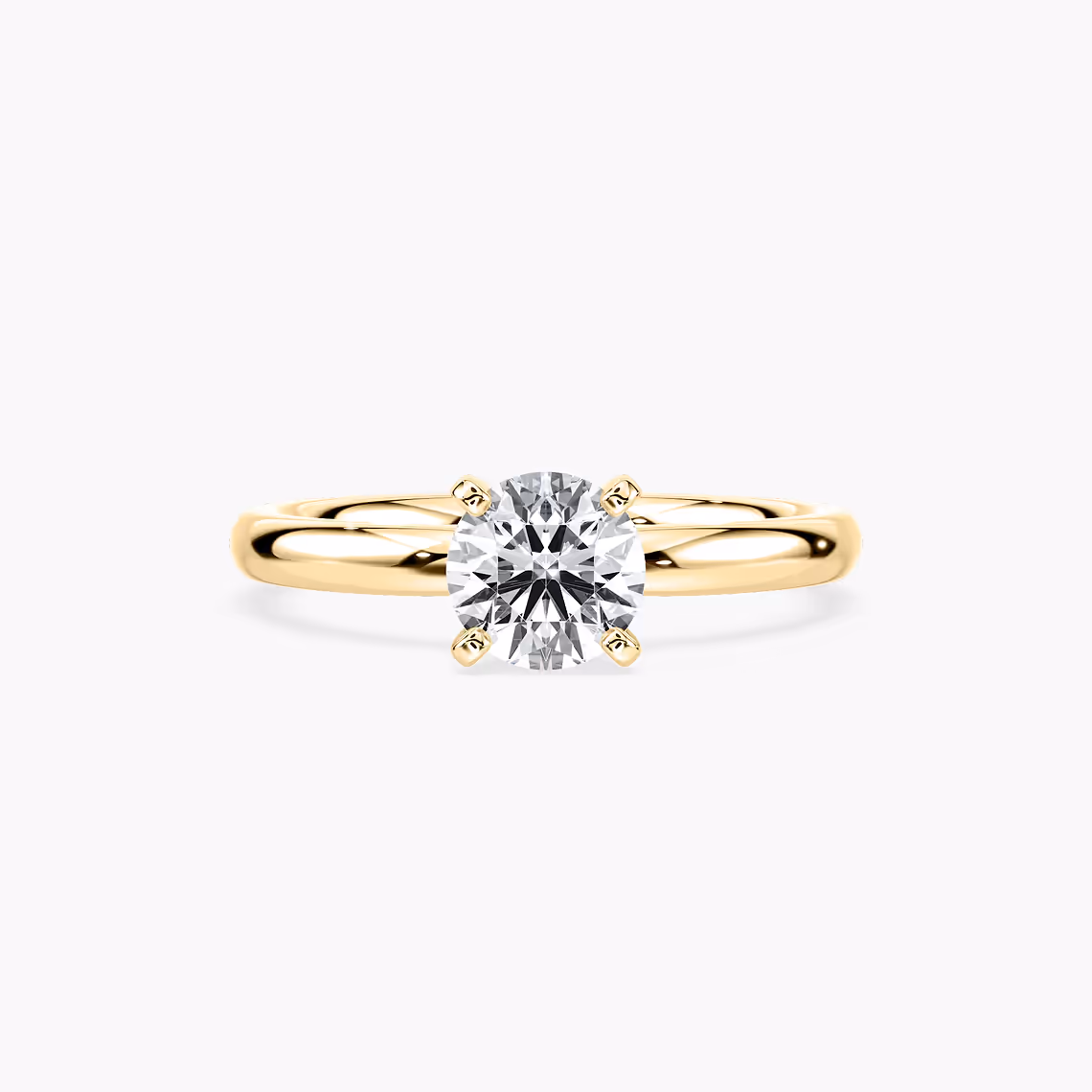 Lauren 1 ctw Round Lab Grown Diamond Traditional Four Prong Solitaire Engagement Ring in yellow finish thumbnail 6